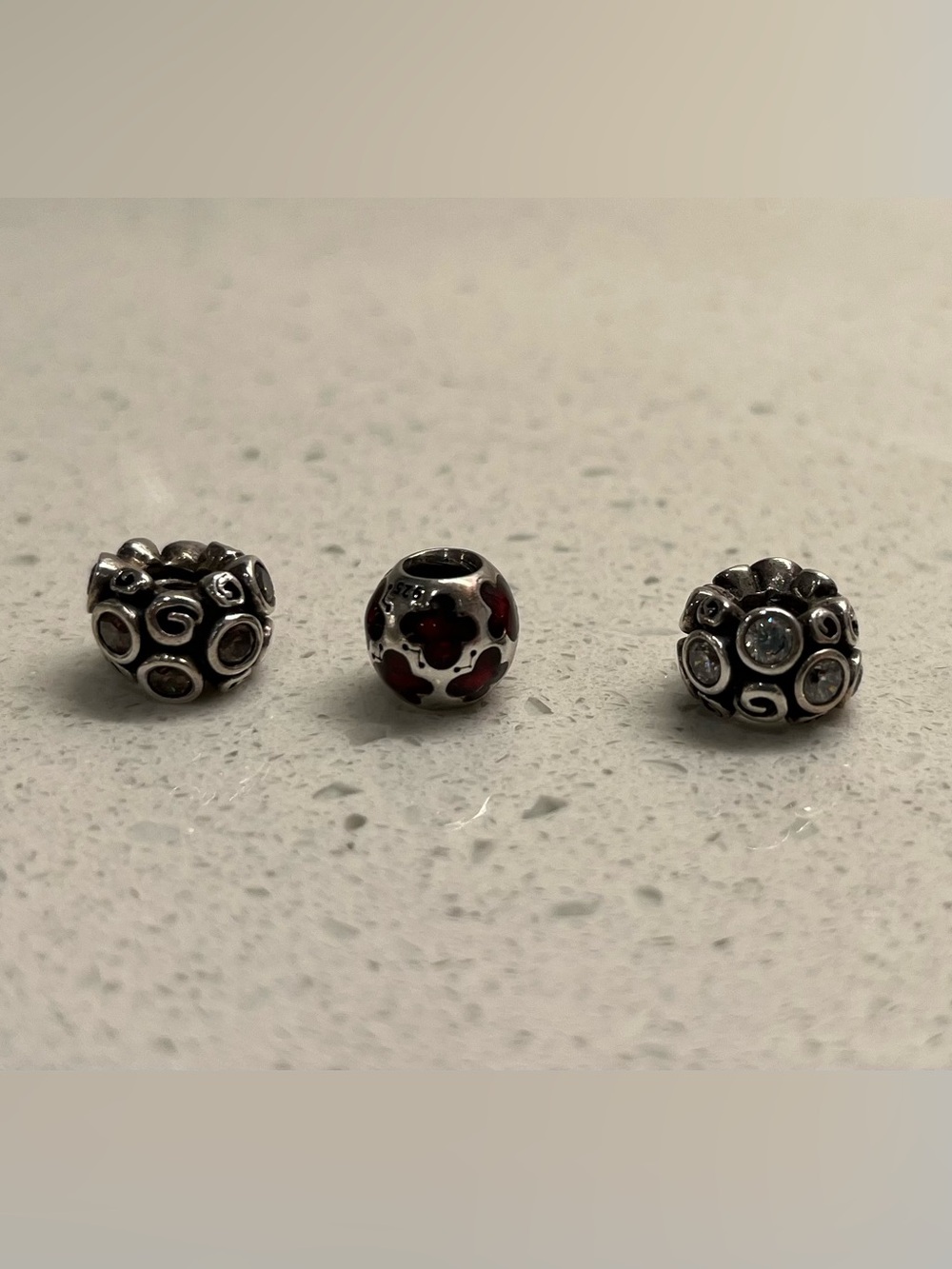 Pandora Silver, Tan and Magenta Charms